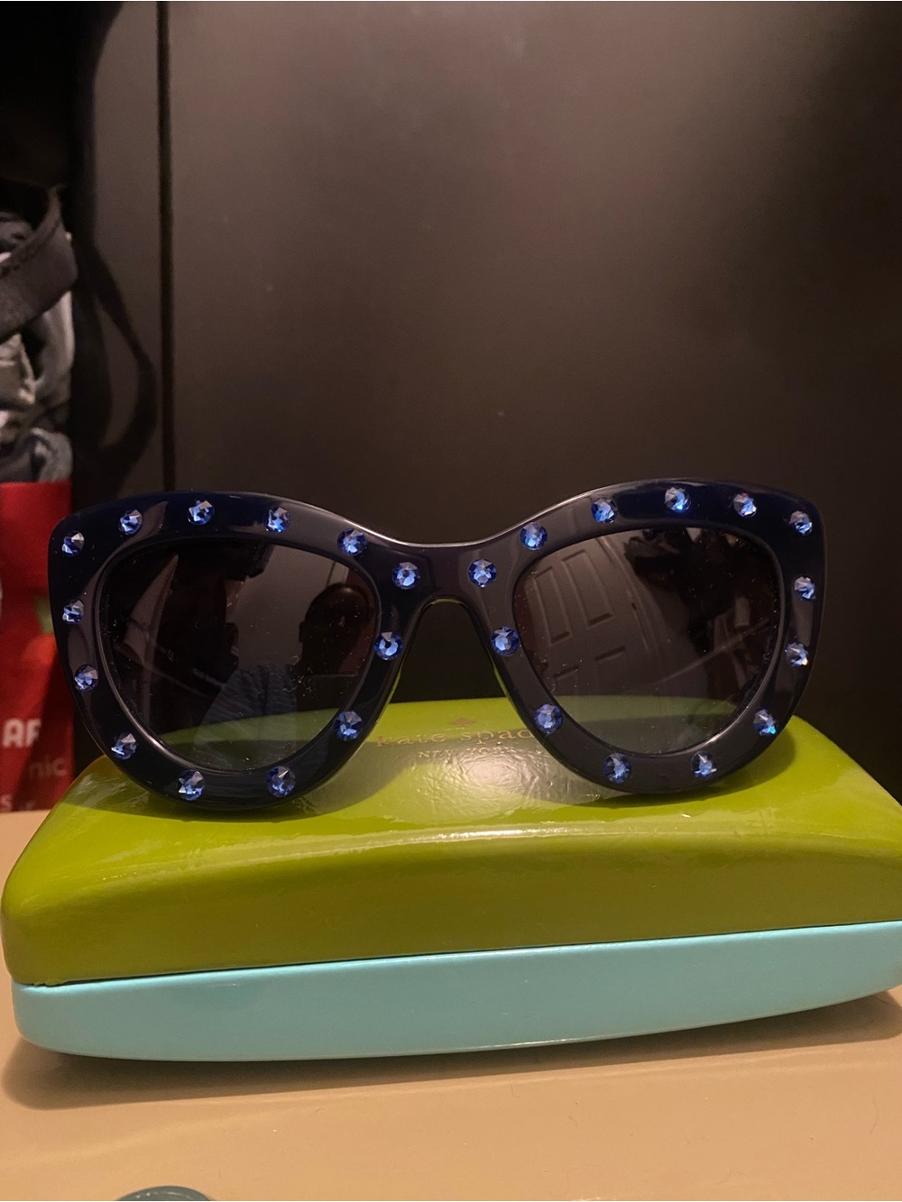 Kate Spade Blue Jeweled Cat-Eye Sunglasses